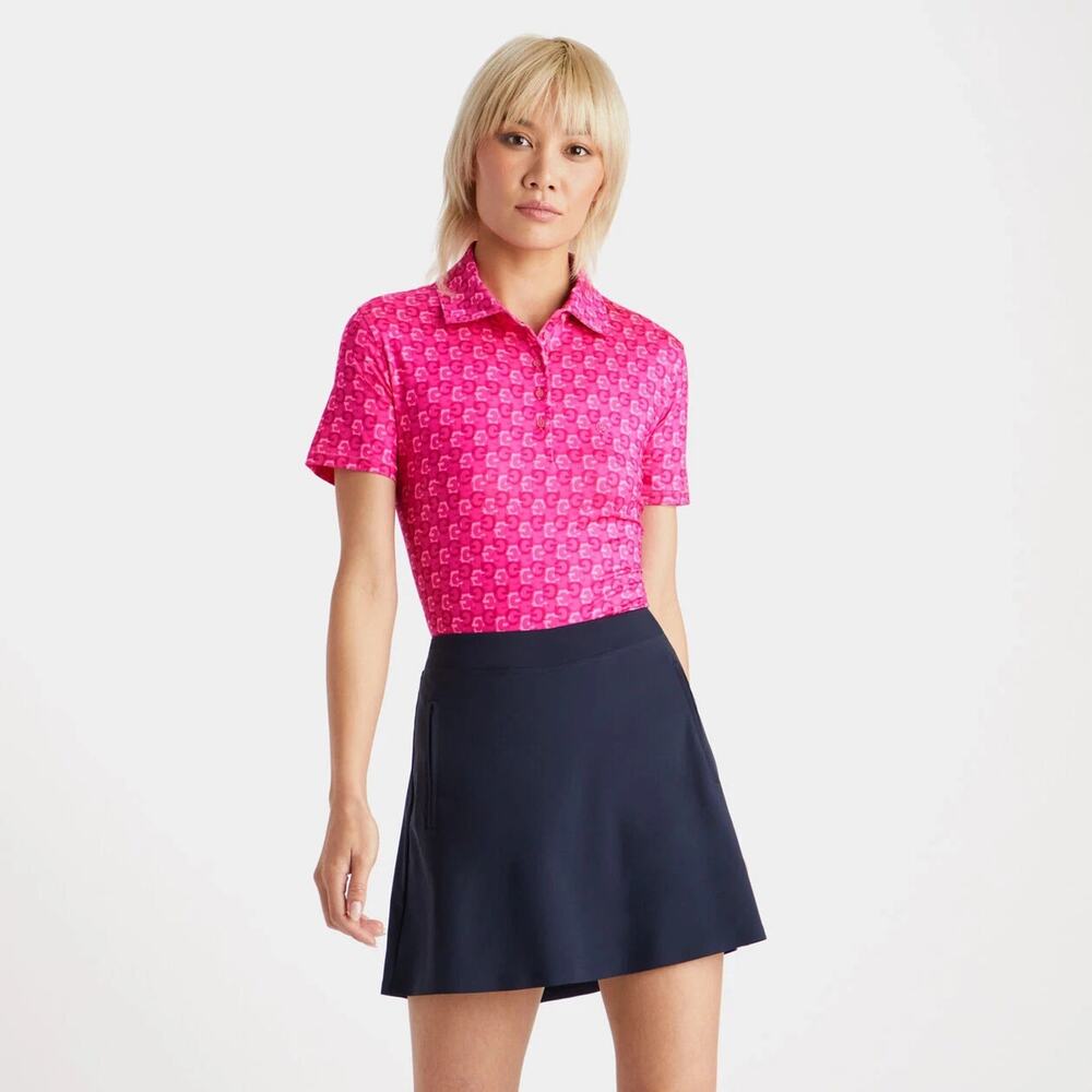 G/FORE Women's Hot Pink Geometric Polo Tank